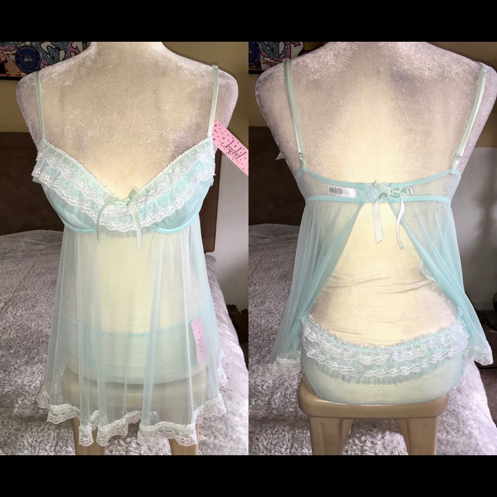 Jezebel Sheer lace babydoll matching panties set